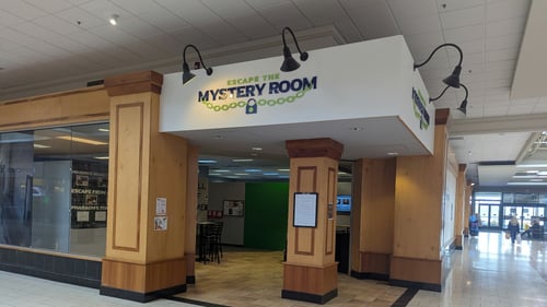 Escape the Mystery Room Storefront located at Salmon Run Mall in Watertown, NY with multiple escape room themes that are perfect for all ages.