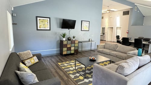 Living room with couches at Parkside Gardens Apartments in Sparks, NV, 89431