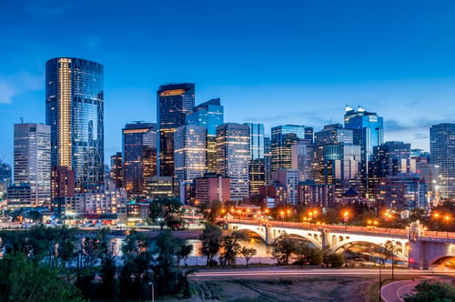 Calgary downtown night time