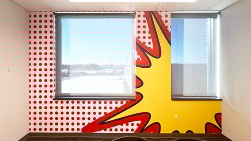 Window with a comic design around it