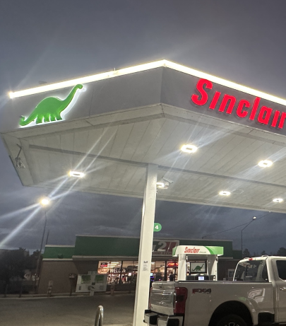 Sinclair gas station fueling island