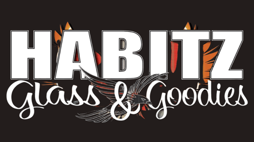 Habitz Glass & Goodies logo on a black background