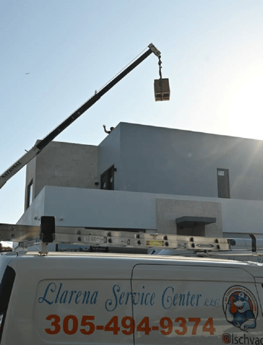 Commercial packaged HVAC unit installation