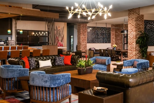 Settle into laid-back Aggieland energy in the lobby.