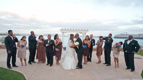 Bride and groom at altar kissing