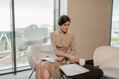 Business owner reviewing tax documents