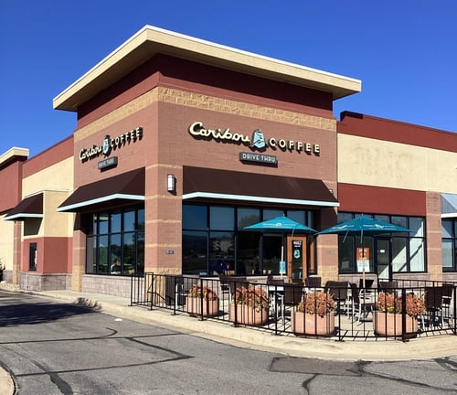 Storefront of the Caribou Coffee at 4662 Maine Avenue SE in Rochester