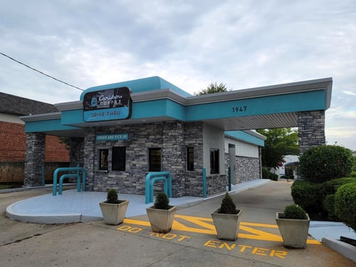Storefront of the Caribou Coffee at 1947 Scenic Highway North in Snellville