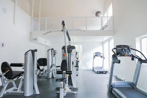 24-hour fitness center at Aero White Rock in Dallas, TX 75238