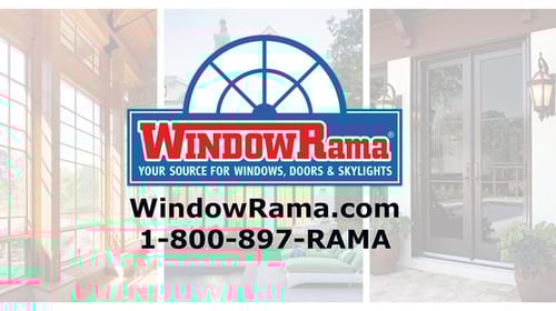 windowrama window and door installation logo with window installation projects in the background