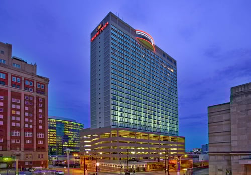 View of the Crowne Plaza Kansas City Hotel from downtown