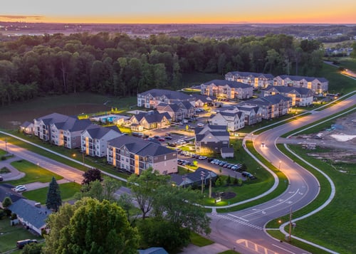 Aerial view of the property at The Bend in Lancaster, OH, 43130