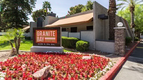 Property signage at Granite Bay Apartments in Phoenix, Arizona 85023
