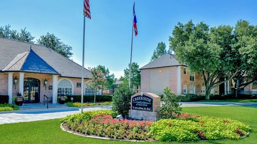 Leasing office drive up at Creekside at Pear Ridge Apartments, Dallas 75287