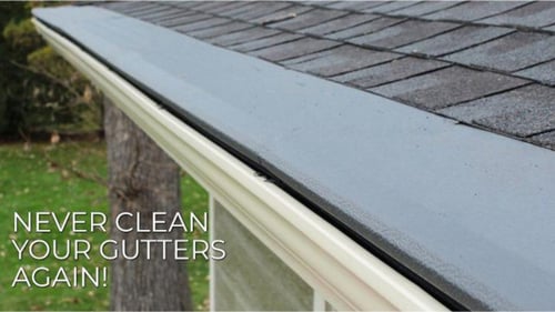 gutter on roof with helmet