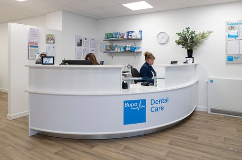 Reception desk at Bupa Dental Care Gloucester Westgate