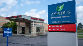 exterior photo to the entrance of Aspirus Langlade Hospital's Emergency & Urgent Care entrance in Antigo, WI