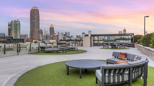 rooftop lounge overlooking atlanta skyline