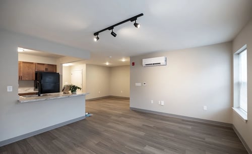Living Room and Kitchen at Hudson Heights Apartments in Mechanicville, NY