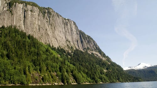 Large mountains by water