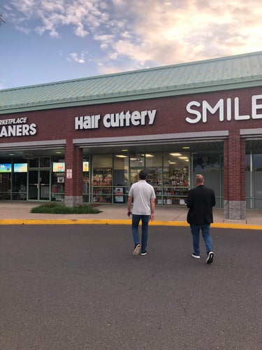 The front entrance of Hair Cuttery at Marketplace at Huntingdon Valley.