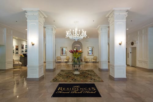 Restored lobby at Residences at Forest Park in Central West End St Louis, MO 63108