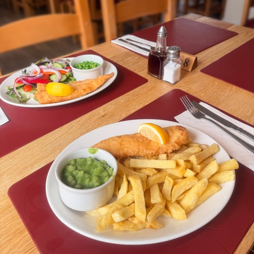 Book fish & chips at The River Restaurant