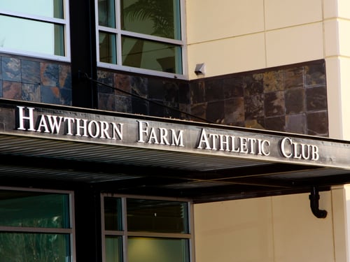 Entrance sign of Hawthorn Farm Athletic Club, the best gym in Hillsboro OR.