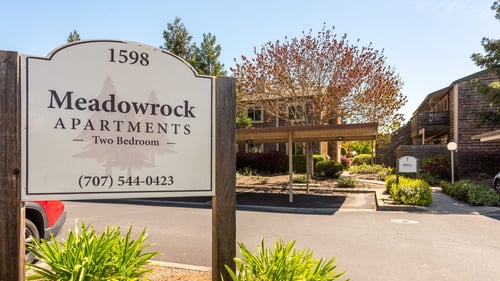 Property exterior at Meadowrock Apartments in Santa Rosa, CA 95403