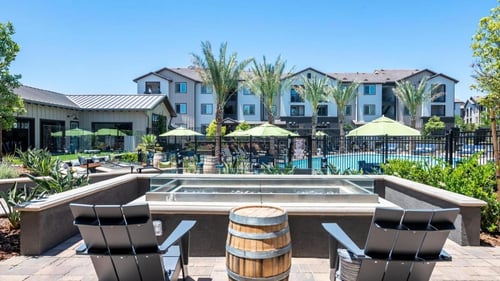 Building exterior at The Vineyards Apartments in Porter Ranch, CA 91326