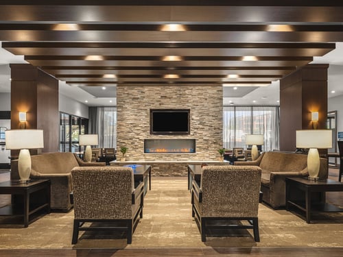 The lobby lounge is always kept at a temperature of cozy.
