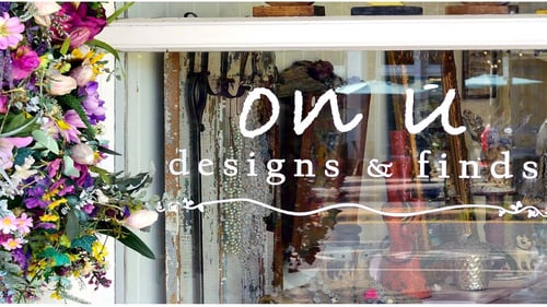 Window display that has on u logo on it