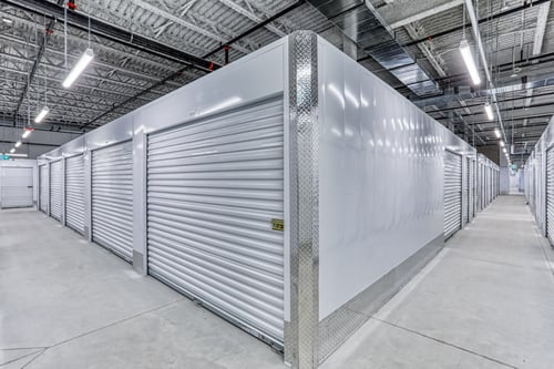 Climate control storage unit hallway at SmartStop self storage facility in Goleta, CA on Kellogg Ave.