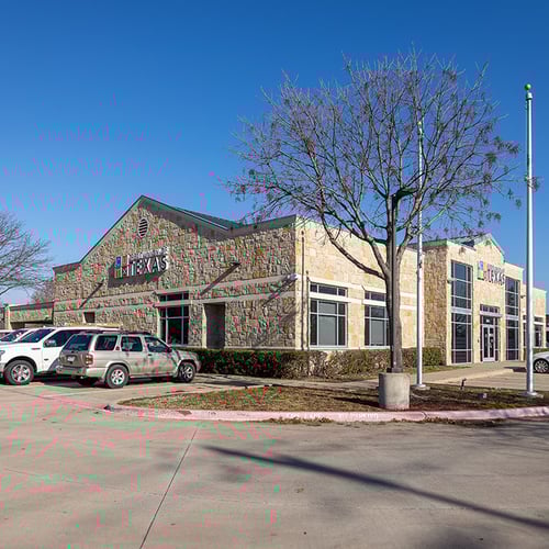 A picture of the Southeast corner of Credit Union of Texas' Garland, TX branch