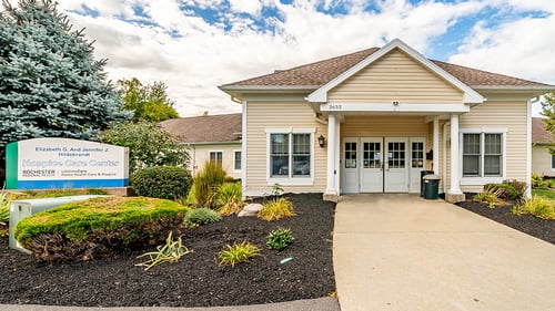 Exterior image of Rochester Regional Health Elizabeth G. and Jennifer J. Hildebrandt Hospice Care Center in Greece, NY