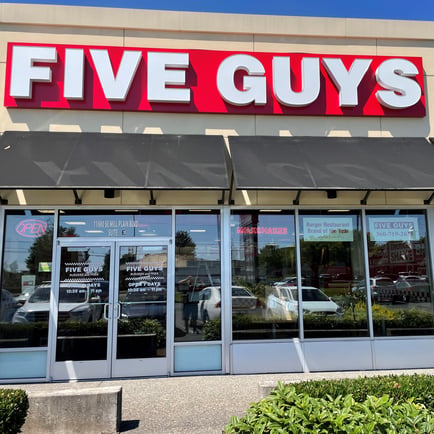 Entrance to the Five Guys at 11600 SE Mill Plain Blvd. in Vancouver Wash.