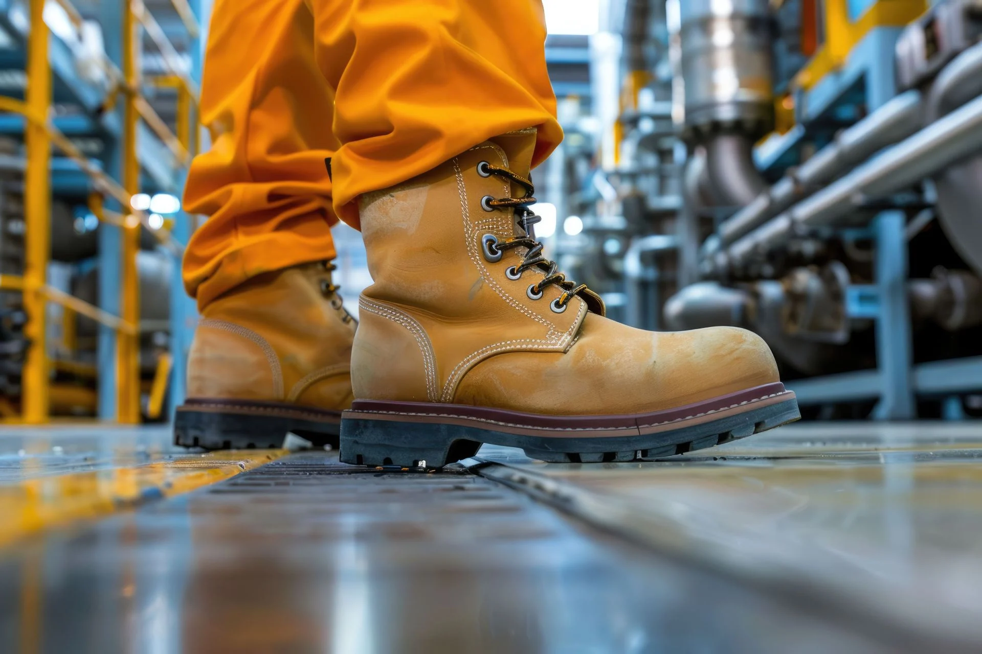 Worker standing on concrete floor wearing whoes meant for standing all day