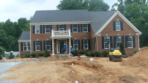 colonial home being constructed