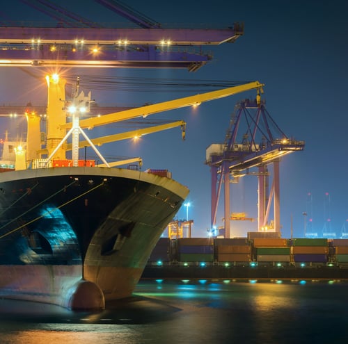 Freight shipyard at dusk