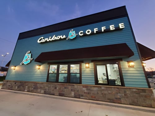 Storefront of the Caribou Coffee at 3025 S Kinney Coulee Rd in Onalaska
