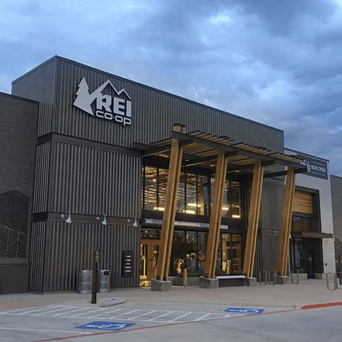 The front of the REI store in Fort Worth, Texas