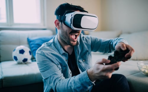 Guy playing VR because he got the top internet option in Port Charlotte, FL