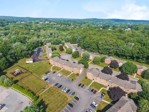 Aerial view of the neighborhood at Rose Hill Estates in Norwich, CT 06360