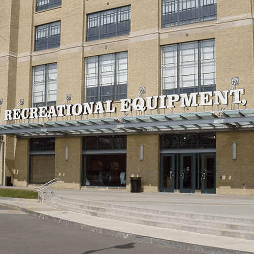 Front of the REI store in Boston, Massachusetts
