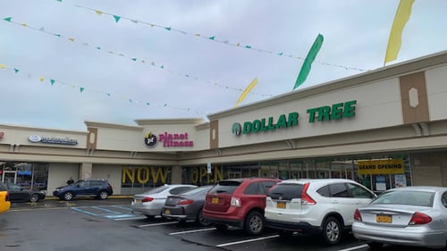 Corner of Falcaro's Plaza with Planet Fitness on the left and Dollar Tree on the Right