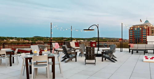 Rooftop terrace at Industrie Apartments in Albany, NY