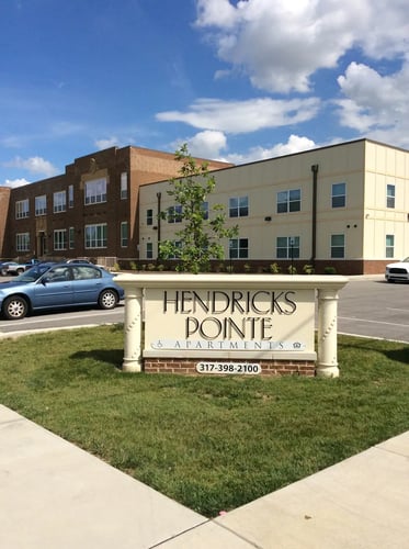 Front Entrance sign at Hendricks Pointe Apartments in Shelbyville, IN