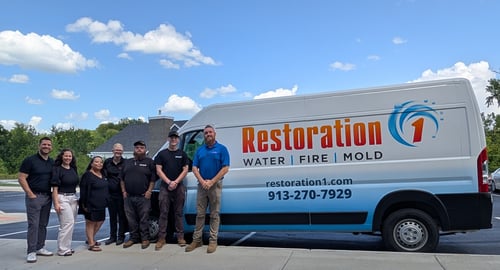 The team at Restoration 1 of Leavenworth poses for a photo after a team training. 
Pictured ( Left to Right): Nicholas Feagans, Jo Anna Feagans, Yvonne DeJarnatt, Rachael Rice, Vinny Duarte, Cam Wilkins, Nick Coggin.