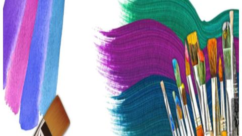 variety of paint brushes and brush strokes
