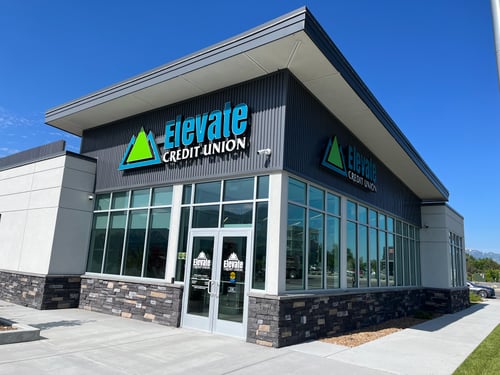 Sunny photo of Elevate Credit Union's location in Logan, Utah.